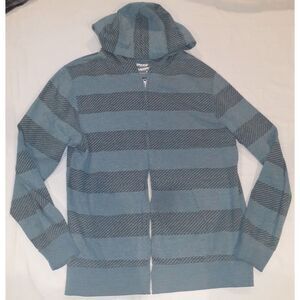 Counter Intelligence Men's XL Long Sleeve Zip‎ up Hoodie Sweatshirt Blue Striped